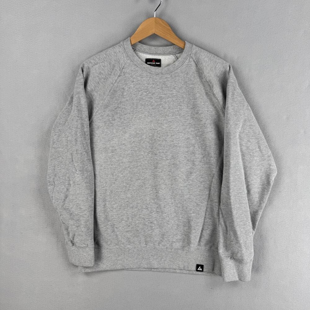 American Giant Sweatshirt Mens Large Gray Fleece Crewneck Raglan Pullover USA